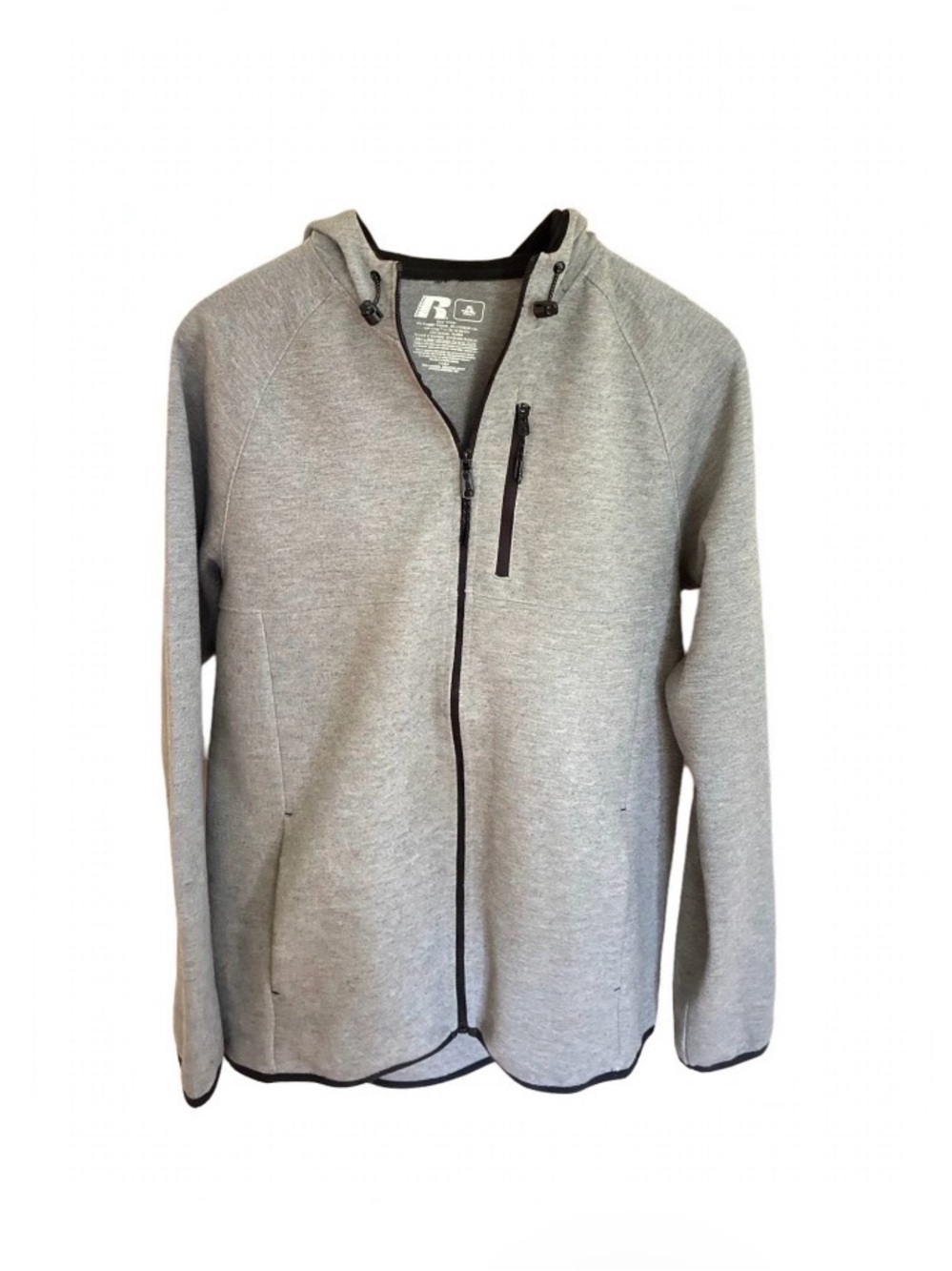 Russell Athletic Gray Full-Zip Hoodie with Black Trim